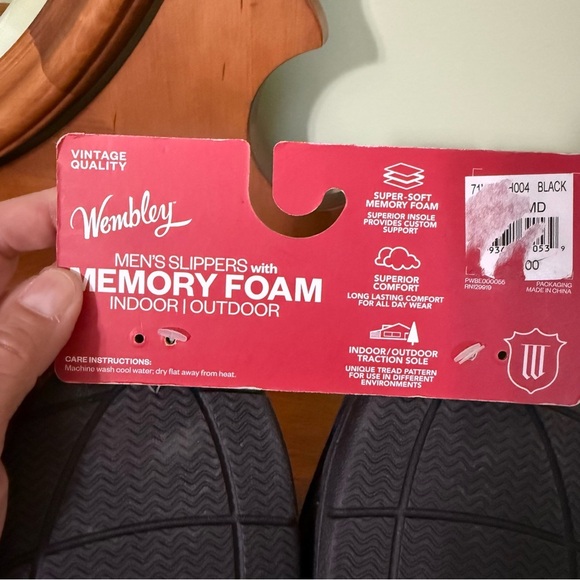 New Black Suede memory foam moccasin slippers men’s - Picture 7 of 8